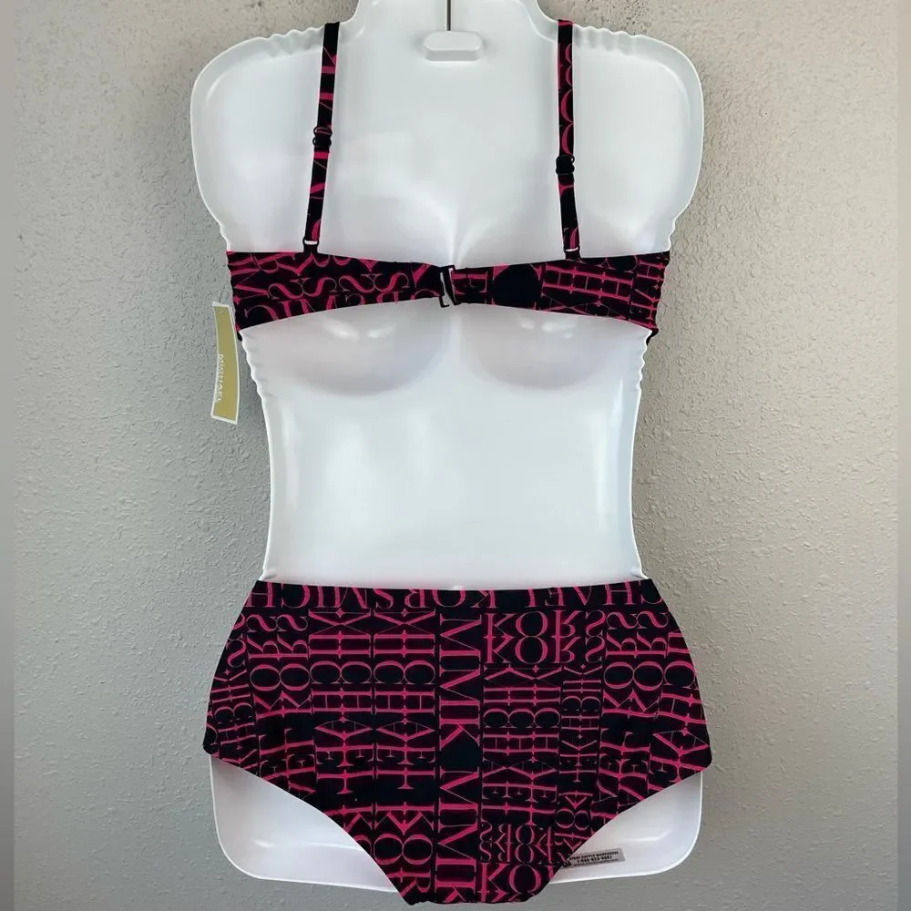 NWT MICHAEL Michael Kors Neon Pink Spring 2020 Bikini & Matching Bottoms Size M